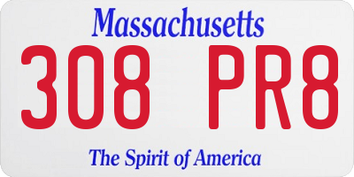 MA license plate 308PR8