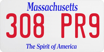 MA license plate 308PR9