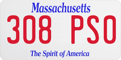 MA license plate 308PS0