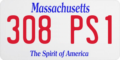 MA license plate 308PS1