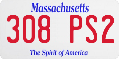 MA license plate 308PS2