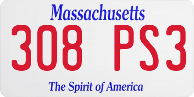 MA license plate 308PS3