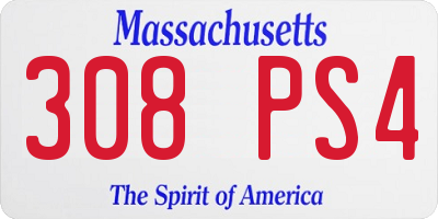 MA license plate 308PS4