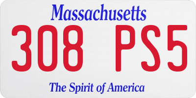 MA license plate 308PS5