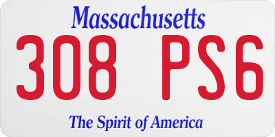 MA license plate 308PS6