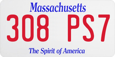 MA license plate 308PS7