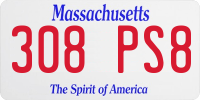 MA license plate 308PS8
