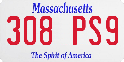 MA license plate 308PS9