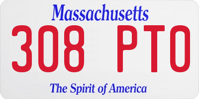 MA license plate 308PT0