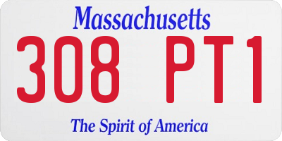 MA license plate 308PT1