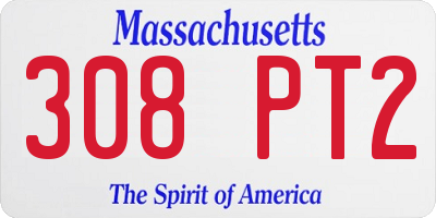 MA license plate 308PT2
