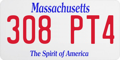MA license plate 308PT4