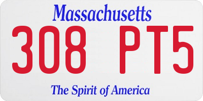 MA license plate 308PT5
