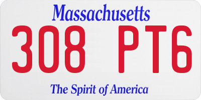 MA license plate 308PT6