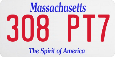 MA license plate 308PT7