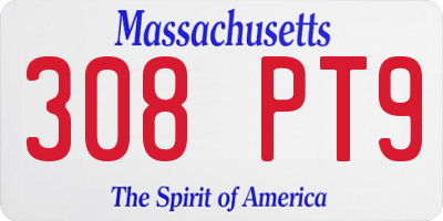 MA license plate 308PT9