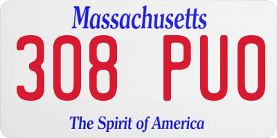 MA license plate 308PU0