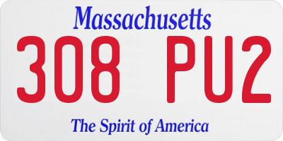 MA license plate 308PU2