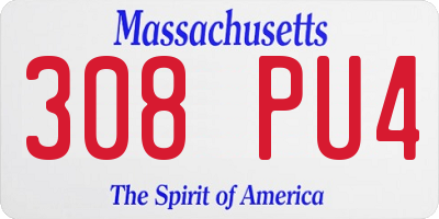 MA license plate 308PU4