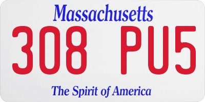 MA license plate 308PU5