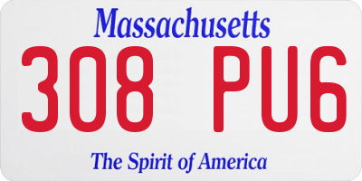 MA license plate 308PU6
