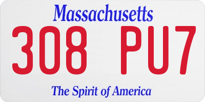 MA license plate 308PU7