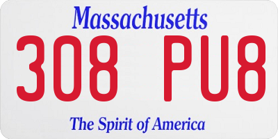 MA license plate 308PU8