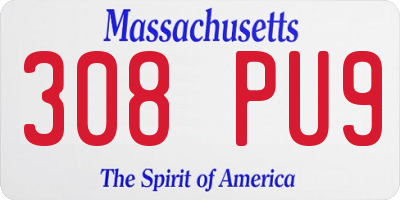 MA license plate 308PU9