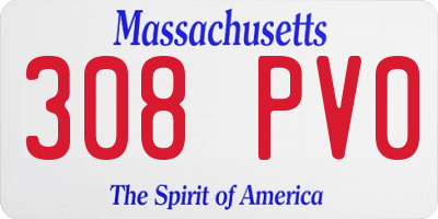 MA license plate 308PV0
