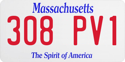 MA license plate 308PV1