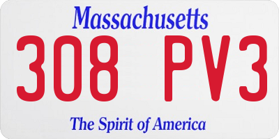 MA license plate 308PV3