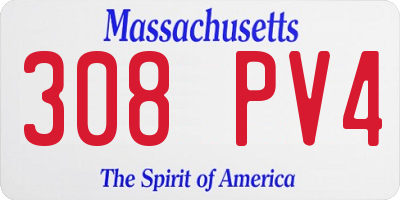 MA license plate 308PV4