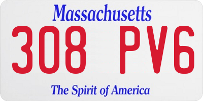 MA license plate 308PV6