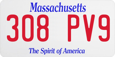 MA license plate 308PV9