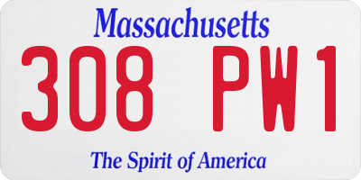 MA license plate 308PW1