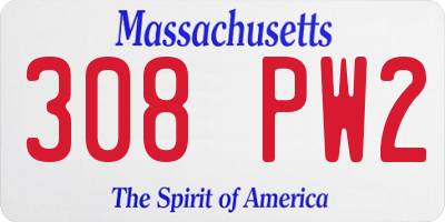 MA license plate 308PW2