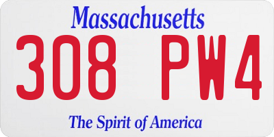 MA license plate 308PW4