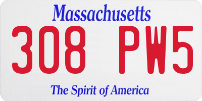 MA license plate 308PW5