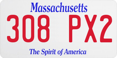 MA license plate 308PX2