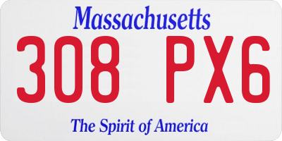 MA license plate 308PX6