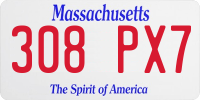 MA license plate 308PX7
