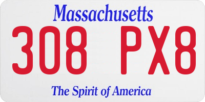 MA license plate 308PX8