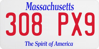 MA license plate 308PX9