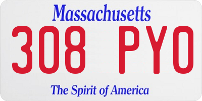 MA license plate 308PY0
