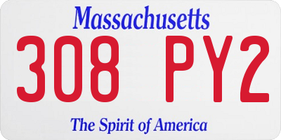 MA license plate 308PY2