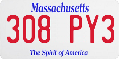 MA license plate 308PY3