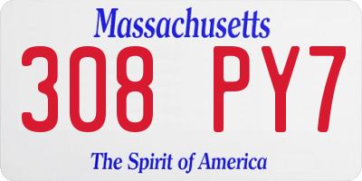 MA license plate 308PY7