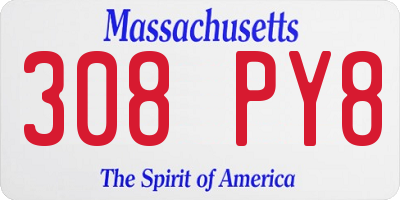 MA license plate 308PY8