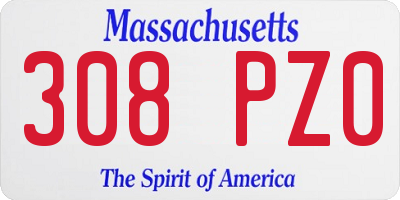 MA license plate 308PZ0