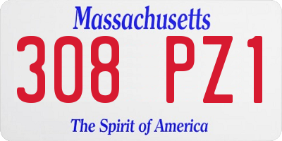 MA license plate 308PZ1